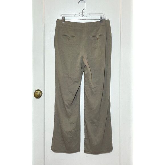 Theory Alldrew Neutral Khaki Dress Pants Flat front Linen Women’s Size 8 - Picture 2 of 7